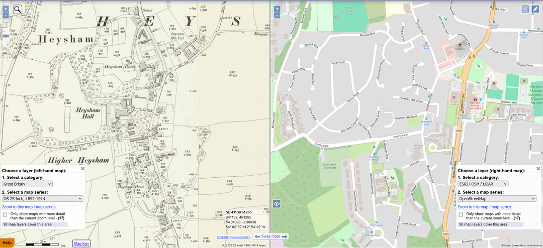 Higher Heysham then and now - map